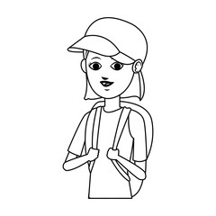 woman with backpack over white background. people traveling design. vector illustration