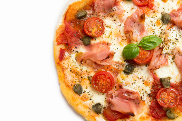 Pizza with baked ham