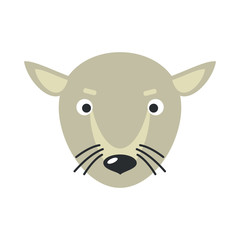 Rat Face Vector Illustration in Flat Design