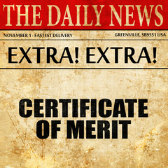 certificate of merit, article text in newspaper