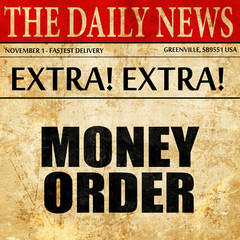 money order, article text in newspaper