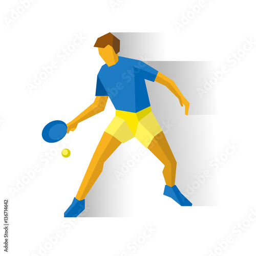 "Table tennis player. Athlete isolated on white background with shadows