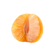 Juicy ripe citrus half. Mandarin without peel.
