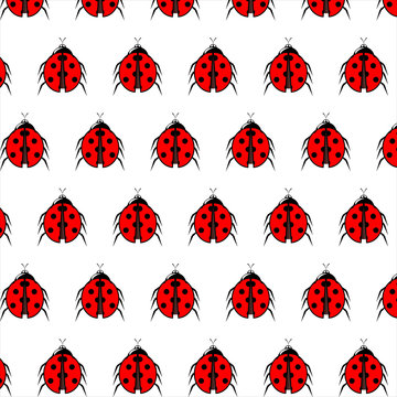 Ladybug vector seamless pattern. Endless texture can be used for wallpaper,printing on fabric, paper, scrapbooking.