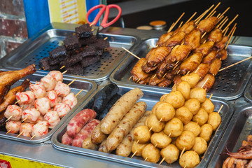 mixed chinese snacks cooking in shanghai china
