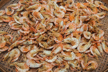 Small dried shrimp for cooking at market