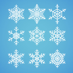 Fototapeta na wymiar Snowflakes vector set. Vector pack of snowflakes design templates. Winter decoration elements