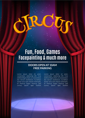 Circus show poster template with sign. Festive Circus invitation. Vector carnival show background illustration