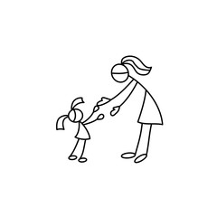 Cartoon icon of sketch little people in cute miniature scenes.