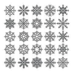 Snowflakes vector set. Vector pack of snowflakes design templates. Winter decoration elements