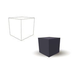 Vector White and Black cube isolated on white background