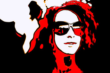 Pop Art Woman with Glasses