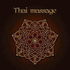 Thai massage background with golden floral mandala