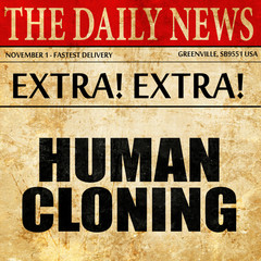 human cloning, article text in newspaper