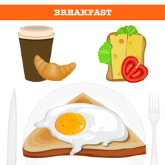 Full english and american breakfast vector illustration.