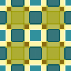Geometric greenery plaid seamless vector pattern. Retro checkered shape background.