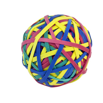 Colorful Rubber Band Ball Isolated On White.