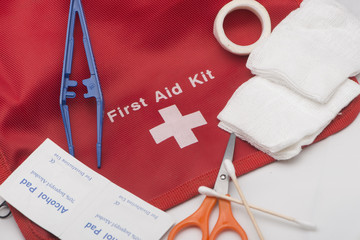 Open First Aid Kit isolated on white
