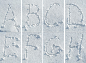 English alphabet in the snow - font set - 136722661