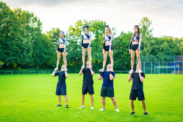 Cheerleader Team Practicing