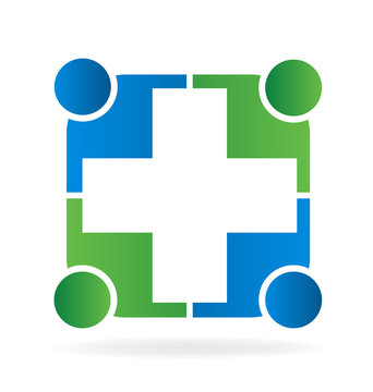 Logo teamwork helping people alternative medicine icon vector