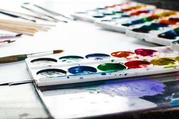 Fototapeta premium Paint watercolor on black