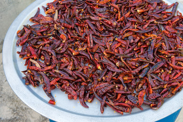 Hot pepper drying at the court, Hanimaadhoo, Maldives
