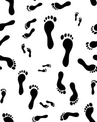 Seamless pattern of barefoot on a white background, vector