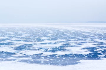 Peel and stick wall murals Lake / Pond Frozen lake on a winter day