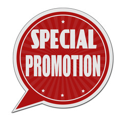 Special promotion red speech bubble label or sign