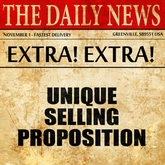 unique selling proposition, article text in newspaper
