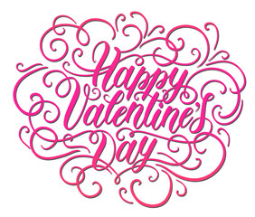 Happy Valentine's day hand lettering. Can be used for website background, poster, printing, banner, greeting card. Vector illustration