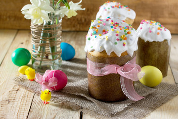 Obraz na płótnie Canvas Easter background. Traditional food on the holiday table home co