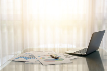 document of finance graph and pen/ selective focus with copy space for label text