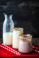 Healthy food on rustic table