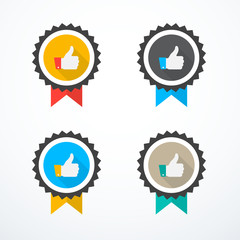 Set of award icons. Thumb up icons