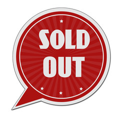 Sold out red speech bubble label or sign