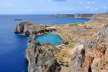 Obraz premium The Bay of the Apostle Paul in the heart of Lindos, Rhodes islan