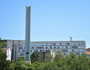 Obelisk dedicated to Non Aligned Movement at Belgrade city centre, Serbia.
