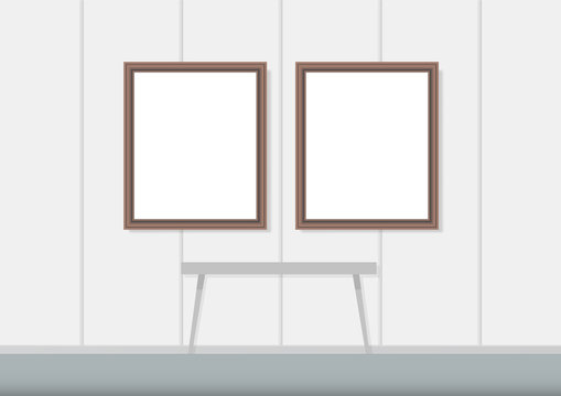 Picture frame on wall. vector