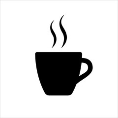 Espresso icon. Strong coffee in espresso cup and smoke. Vector Illustration