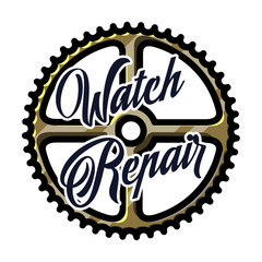 Color vintage watch repair emblem