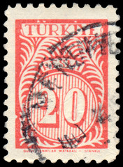 Stamp printed in Turkey shows oriental pattern