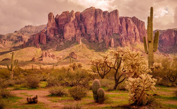 Arizona Desert Landscape, Superstition Mountains