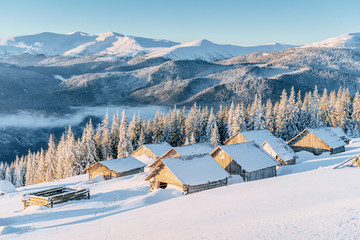 chalet in the mountains. Beauty world. Carpathians Ukraine Europe.