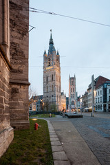Fototapeta na wymiar the towers of Ghent