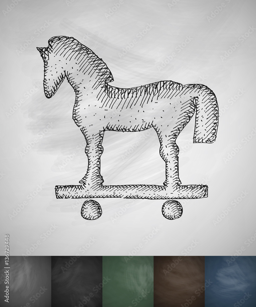 Poster trojan icon. hand drawn vector illustration