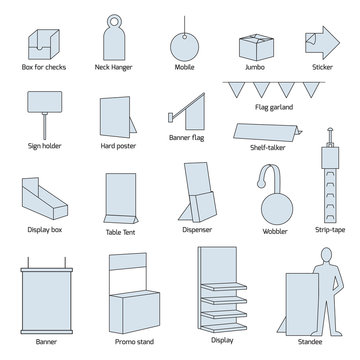 Point Of Sales Materials. Vector Set Isolated On White.