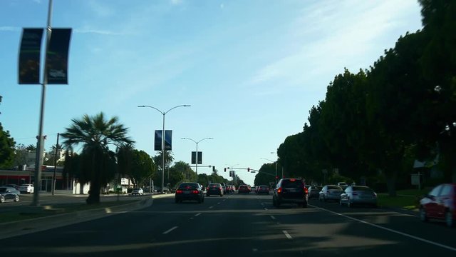 los angeles city summer day road trip street view panorama 4k california usa
