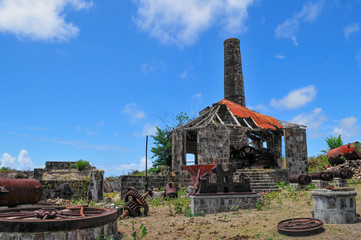 Caribbean, island of Nevis, sugar mill ruins